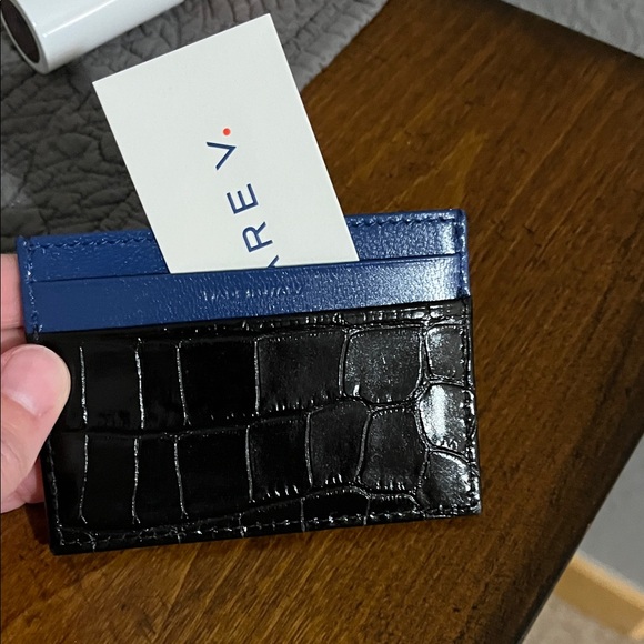 Clare V. Adams Card case in black Croc-Embossed and Blue leather accent - NEW! - Picture 7 of 7